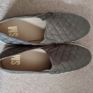 Olive green slip ons